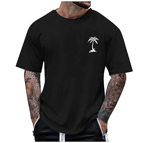 Tshirt Herren Sommer Herren-T-Shirt Rundhals Kurzarm Tshirt Herren XXL Sportshirt Männer Oberteile Lauf Tshirt Herren Herren Tshirt Set Fitnessshirt Sportstyle Outdoorshirt Schwarz L von ZGIDDAZ