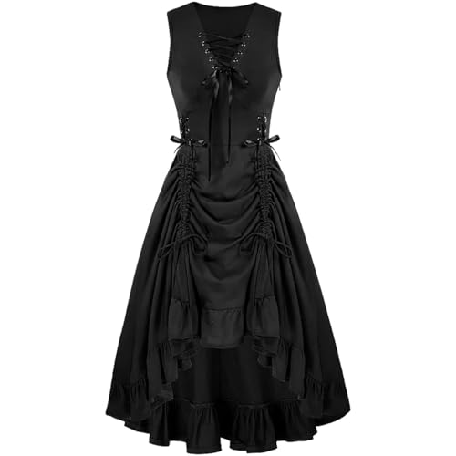 ZGIDDAZ Gothic Kleid Piratenkostüm Damen Steampunk Kleid mit Schnürung Mittelalterkleid Ärmellos V-Ausschnitt Renaissance Vintage Kleider Halloween Kleidung Cosplay Black XXL ZGIDDAZ Gothic Kleid Piratenkostüm Damen Steampunk Kleid mit Schnürung Mittelalterkleid Ärmellos V-Ausschnitt Renaissance Vintage Kleider Halloween Kleidung Cosplay Black XXL von ZGIDDAZ