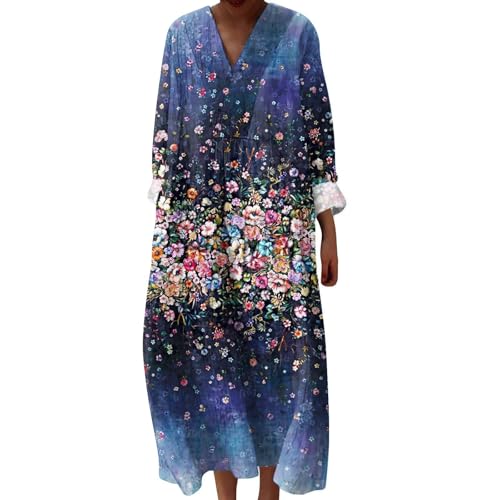 ZGIDDAZ Herbstkleid Damen Lang Strandkleid V-Ausschnitt Lockeres Musselin Kleid mit Tasche Maxikleid Langarm Elegante Kleider Damen Herbst Winter Schickes Freizeitkleid Blue 4 XXL ZGIDDAZ Herbstkleid Damen Lang Strandkleid V-Ausschnitt Lockeres Musselin Kleid mit Tasche Maxikleid Langarm Elegante Kleider Damen Herbst Winter Schickes Freizeitkleid Blue 4 XXL von ZGIDDAZ