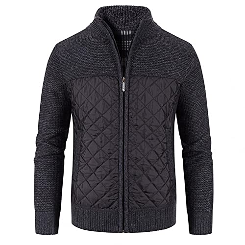 Herbstjacke Herren Baumwolljacke Übergangsjacke Zipper Jacken Stricken Jacke Warmjacke Winterjacke Männer Stehkragen Mantel Blouson Strickmantel Strickpullover Strickoberteil Wintermantel Herbstmantel von ZGKM