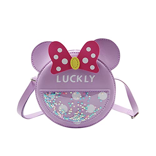 ZGMYC Kleine Mädchen Süße Schleife Crossbody Geldbörse Cartoon Maus Ohren Schulter Handtasche, X lila mit rosa Schleife (13 x 13 cm), Einheitsgröße von ZGMYC