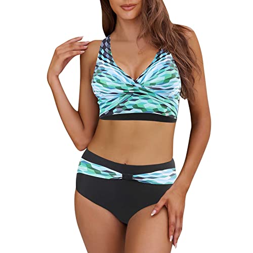 ZGNB Badeanzug MäDchen,Women's Bandeau Backless Bikini Set, Adjustable and Removable Shoulder Strap, Two-Piece Swimsuit, Beachwear Umstands Bademode Tankini, Swimwear Beach Bikini, S11#grün, XL von ZGNB