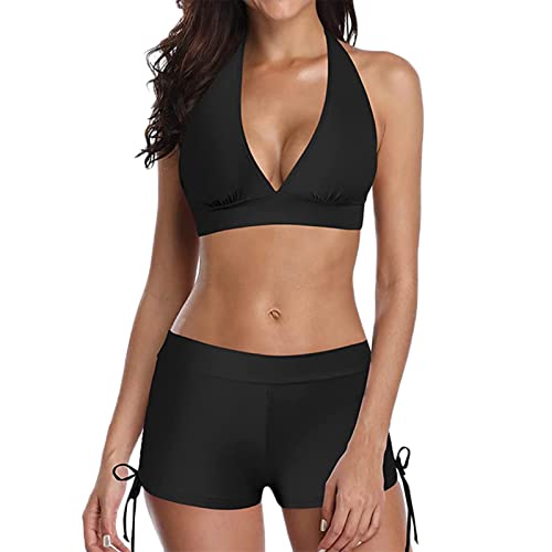 ZGNB Bikini Damen, Tankini Mit Hotpants Two Piece Summer Bikini Set Push Up Bikini Damen Badeanzug Bauchweg Schwarz Bikini Oberteil Tankini Mit Shorts Lang Tankini Damen Bauchweg Push Up, L von ZGNB