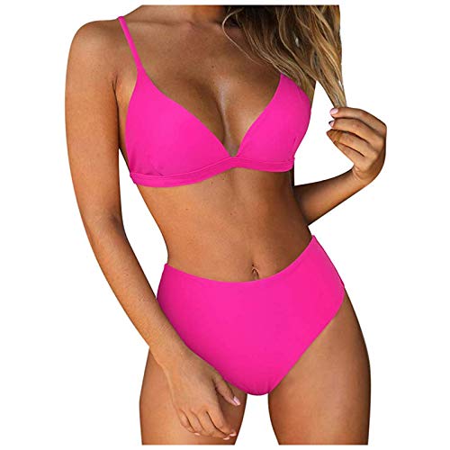 Bikini Damen High Waist,Bikini Rock Zweiteiler Tankini Badeanzug Bikini Damen Sexy Extrem Bikini-Sets Fã¼R Damen Tankini Asymmetrisch Pink Bikini Damen von ZGNB