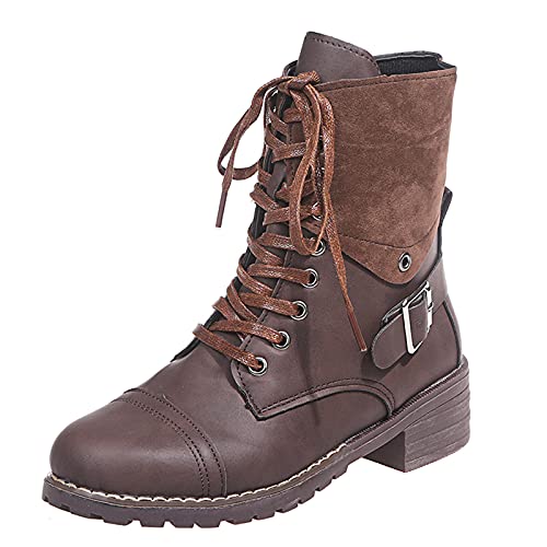 Stiefeletten Damen Gemütlich Ankle Boots mit High Hells Comfort High Top Frauen Ankle Boots Bootie Herbst Winter Stiefel Worker Boots Schneestiefel Damen Schuhe Stiefelette Knöchel Schuhe von ZGNB