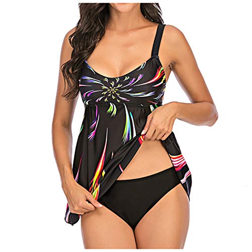 Tankini Mit Shorts,Bandeau Smocked Swimwear One Piece Swimwear Bikini Schwarz Damen Retro Badeanzug Damen Bikinis FüR Damen Tankini Nobel Push Up Bikini Damen Set Bikini Set Damen Blau Bikini Damen von ZGNB