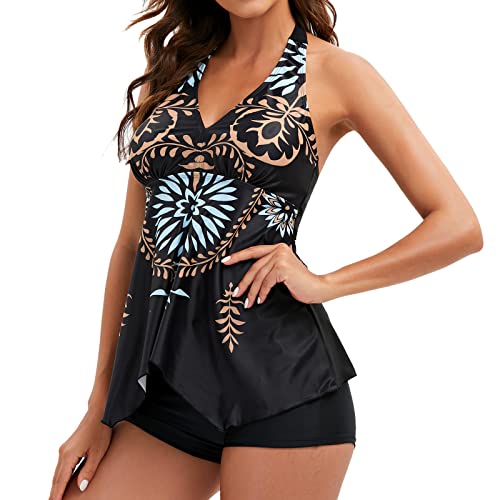 ZGNB Badeanzug Damen Tankini Damen Bauchweg Badeanzug MäDchen Bikini Hose Shape Bandeau Tankini 52 Bikini Damen Sexy High Waist Schwarz Bikini Damen Set, L von ZGNB