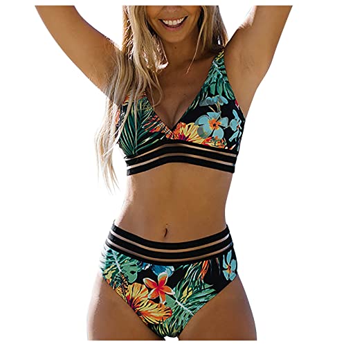 ZGNB Bikini Damen Push Up,Bikini Damen High Waist Sexy Women's Bikini Set U Neck Bademode für Strandkleidung Bikini Camouflage Tankini Nobel Bikini Damen GroßE GrößEn Schwarz, M Bikini Mit Hohem Bund von ZGNB