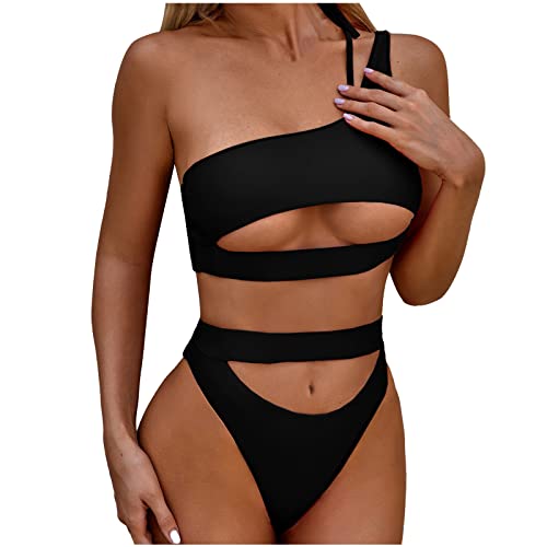 ZGNB Bikini Damen Push Up,Bikinihose High Waist Damen Badeanzug Women's Padded Bikini Set Sexy Bikini Tankini Querstreifen Schwarz Bikini Damen, M von ZGNB