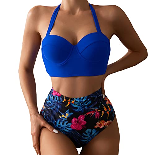 ZGNB Sexy Bikini,Badeanzug Damen Push Up Badeanzug GrößEn Badeanzug Schwangerschaft Damen Bauchweg Bikini Damen Bikini Damen Sexy Tankini Mit Weiter Shorts Bikini High Waist Schwarz Blau, XXL Bikini von ZGNB