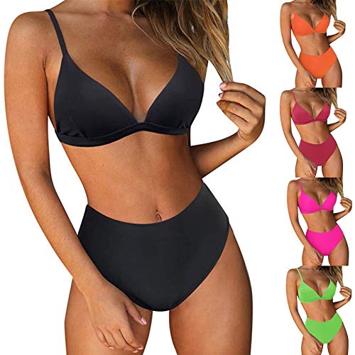 ZGNB Tankini Damen Mit BüGel Bademode FüR Strandkleidung TräGerlose Tankini Bikini Push Up Kleine BrüSte Push Up Einlagen Bikini Triangl Bikini Bikini Badeanzug Schwarz Blau von ZGNB