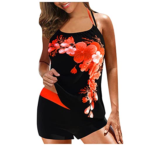 ZGNB Tankini MäDchen Halterneck Lace Up Bikini Tankini Damen Bauchweg Tankini MäDchen 164 Super Push Up Bikini FüR Kleine BrüSte Bikini Kleid Bikini 85c Orange#07 Blau von ZGNB