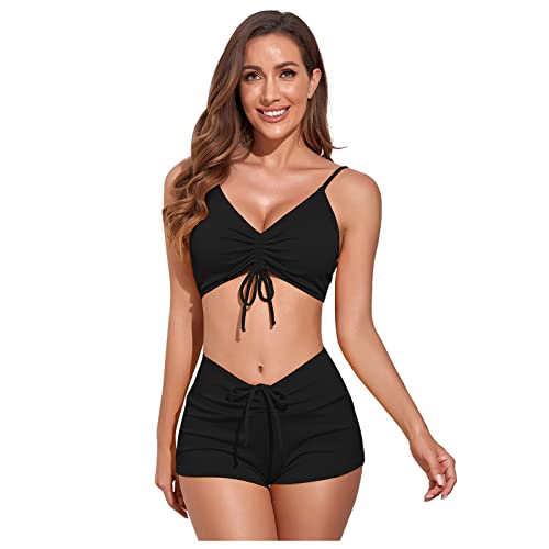 ZGNB Tankini Mit Shorts,Tankini Mit Hotpants Badeanzug Damen Bauchweg Bikini Damen Bauchweg Tankini 38 40 Bikini MäDchen 158 Bikini Shorts Damen Schwarz, S Bikini Oberteil Push Up von ZGNB