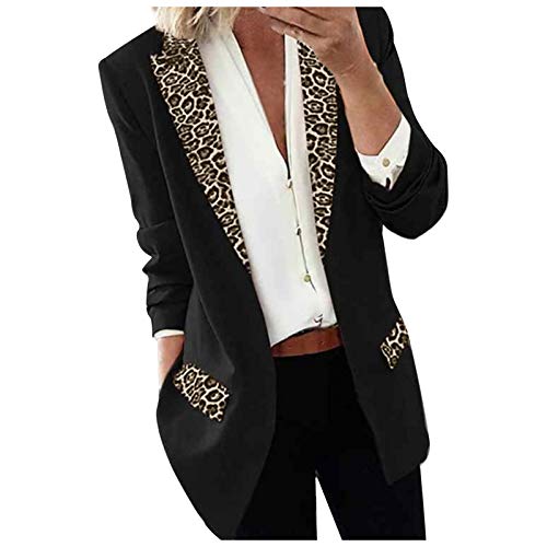 ZGNB Winterjacke Damen Lang, Damen Blazer Button Down Leopard Printed Notch Revers Jacken Langarm Vintage Oberbekleidung Mäntel Büro Blazer Arbeitsanzug von ZGNB