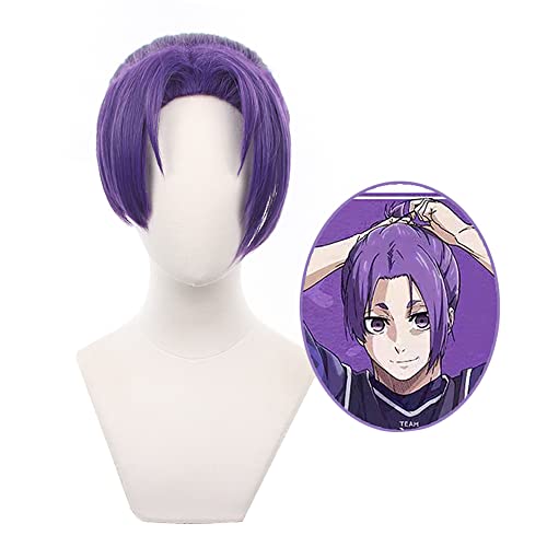 Anime Cosplay Perücke für Blue Lock Bachira Meguru Cosplay Perücke kurzes schwarzes gelbes Haar mit gratis Perückenkappe (Reo Mikage) von ZGNGLIZ