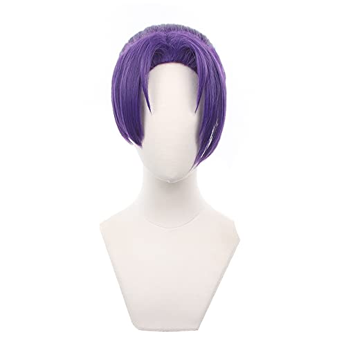 Anime Cosplay Perücke für Blue Lock Reo Mikage Cosplay Perücke kurzes lila Haar mit gratis Perückenkappe von ZGNGLIZ