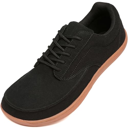 ZGPWZWL Breite Barfuss Schuhe Herren Sneakers Mit Zero-Drop Sohle Barfussschuhe Wide Toe Minimalistische Barfuß Outdoor Atmungsaktive Casual Wanderschuhe,Schwarz EU 39 von ZGPWZWL