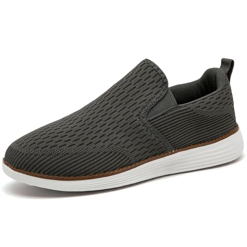 ZGPWZWL Herren Schuhe Slip in Sneaker Männer Mesh Ohne Schnuersenkel Stoffschuhe Mode Bootsschuhe Weich Walkingschuhe Klassische Driving Schlupfschuhe,Dunkelgrau,EU45 von ZGPWZWL