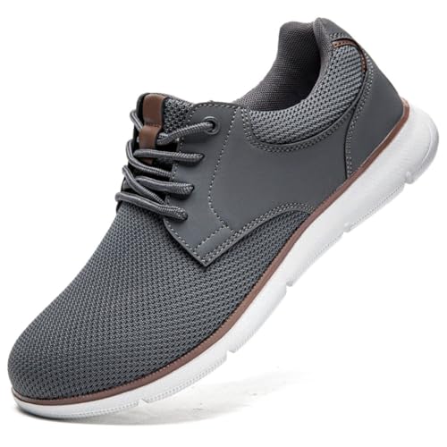 ZGPWZWL Herren Schuhe Sneakers Sommerschuhe Schnürhalbschuhe Turnschuhe Walkingschuhe Freizeit Leichtgewichts Mesh Casual Oxfords Schuhe,Grau,EU41 von ZGPWZWL