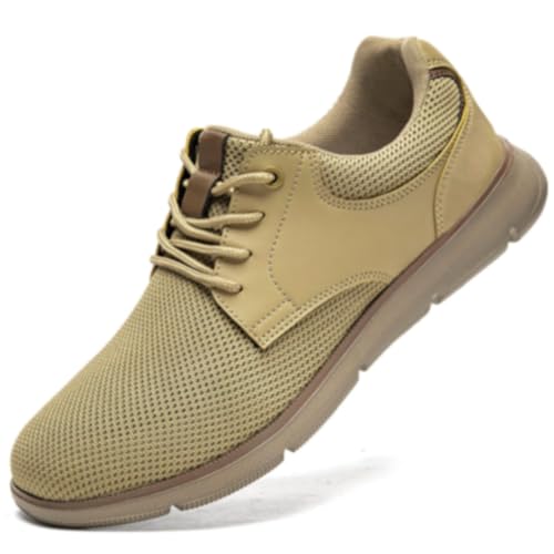 ZGPWZWL Herren Schuhe Sneakers Sommerschuhe Schnürhalbschuhe Turnschuhe Walkingschuhe Freizeit Leichtgewichts Mesh Casual Oxfords Schuhe,Khaki,EU43 von ZGPWZWL