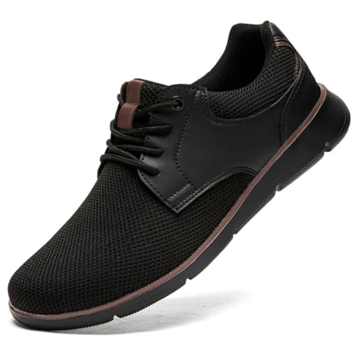 ZGPWZWL Herren Schuhe Sneakers Sommerschuhe Schnürhalbschuhe Turnschuhe Walkingschuhe Freizeit Leichtgewichts Mesh Casual Oxfords Schuhe,Schwarz,EU42 von ZGPWZWL