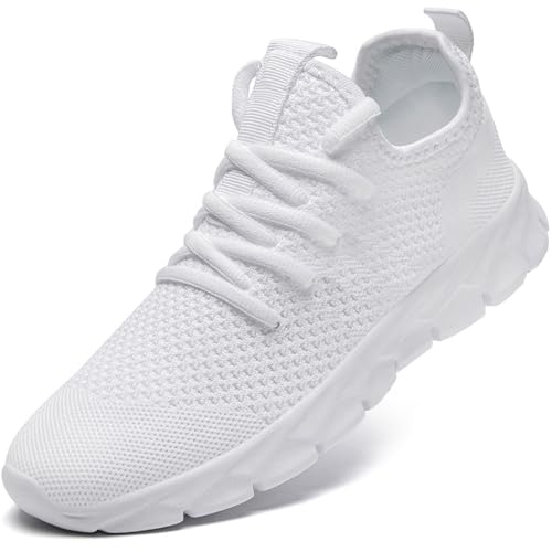 ZGPWZWL Herren Sneaker Bequeme Turnschuhe Atmungsaktiv Sportschuhe Leichtgewichts Sommerschuhe Laufschuhe,Weiß,EU46 von ZGPWZWL