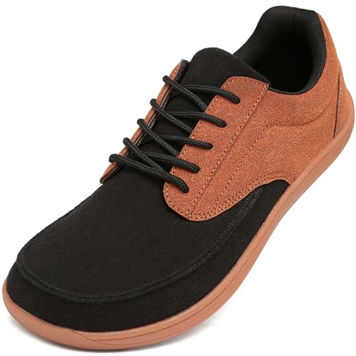 ZGPWZWL Herren Sneakers Weit Barfußschuhe Minimalistische Barfuss Traillaufschuhe Bequeme Weich Leicht Casual Fitness Walkingschuhe,Braun EU 40 von ZGPWZWL