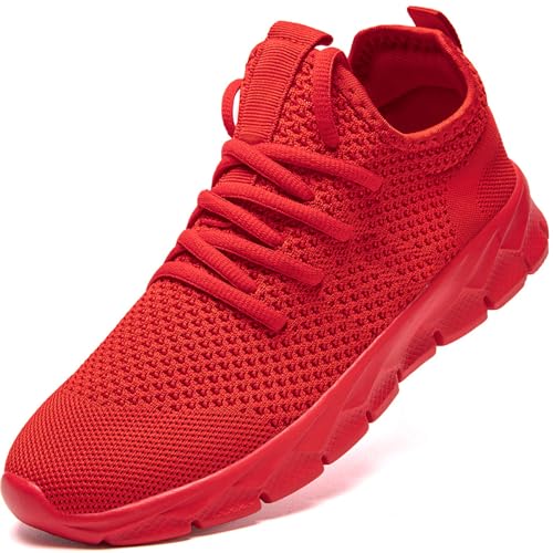 ZGPWZWL Herren Sportschuhe Atmungsaktiv Gym Turnschuhe Leichtgewicht Laufschuhe Lace Up Freizeitschuhe Trainer Outdoor Sneaker für Herren,Rot,EU39 von ZGPWZWL