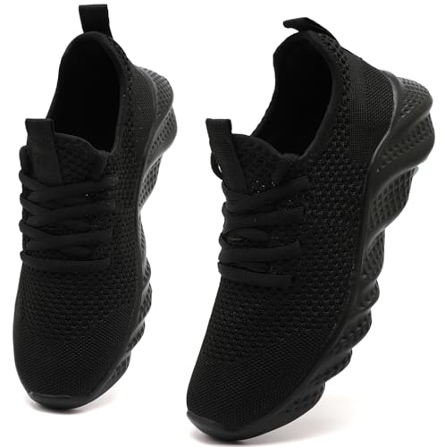 ZGPWZWL Schuhe Damen Sneakers Turnschuhe Laufschuhe Atmungsaktiv Schlupfschuhe Walkingschuhe Freizeitschuhe Bequem Leichte Sportschuhe,Schwarz EU 39 von ZGPWZWL