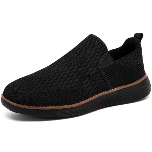 ZGPWZWL Schuhe Herren Slipper Slip on Sneaker Loafer Mokassins Leichte Sommerschuhe Anzugschuhe Atmungsaktive Business Freizeitschuhe Schlupfschuhe,Schwarz,EU42 von ZGPWZWL