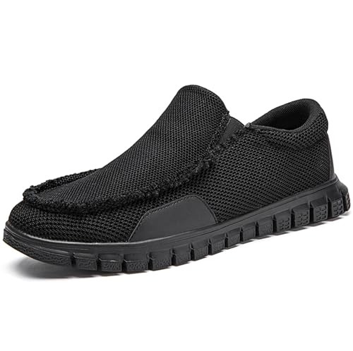 ZGPWZWL Slipper Herren Schuhe Slip on Sneaker Mokassins Herren Loafer Leichte Sommerschuhe Anzugschuhe Atmungsaktive Business Freizeitschuhe,Schwarz,EU39 von ZGPWZWL
