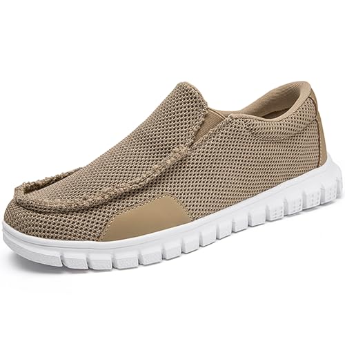 ZGPWZWL Sneaker Herren Slipper Mokassins Leinenschuhe Sommer Loafer Bequeme Sportschuhe Modische Turnschuhe Lässige rutschfeste Fitness Outdoor Schuhe,Khaki,EU45 von ZGPWZWL