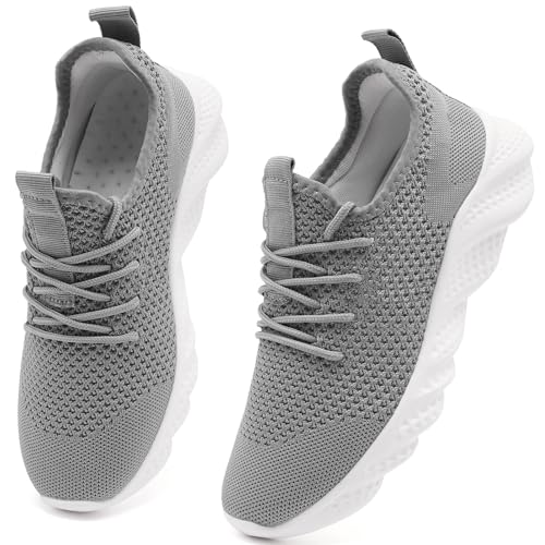 ZGPWZWL Turnschuhe Damen Sportschuhe Laufschuhe Atmungsaktiv Straßenlaufschuhe Schuhe Joggingschuhe Bequeme Leichtgewichts Slip on Sneakers Grau EU 41 von ZGPWZWL