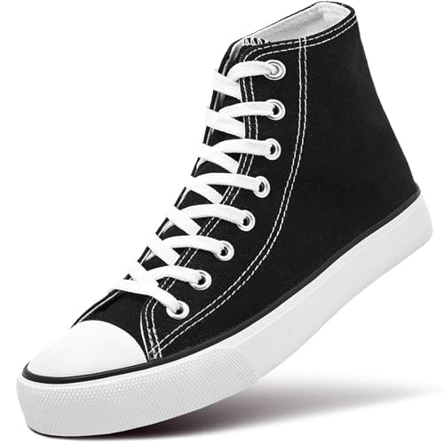 ZGR Damen Segeltuch-Turnschuhe High Top Schnürer Beiläufiges-Walking-Schuhe 8 M US Black 1 von ZGR