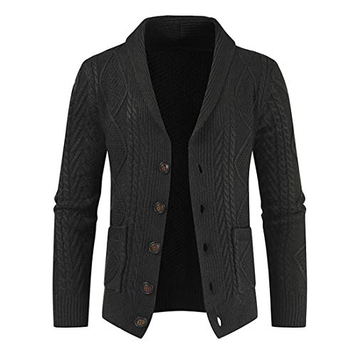 ZGRNPA Herren Strickjacke Cardigan Grobstrick Pullover mit Schalkragen Herren Strickjacke Cardigan V-Ausschnitt Warmer und Slim-fit Strickpullover für Herbst und Winter Strickjacke für Herren von ZGRNPA