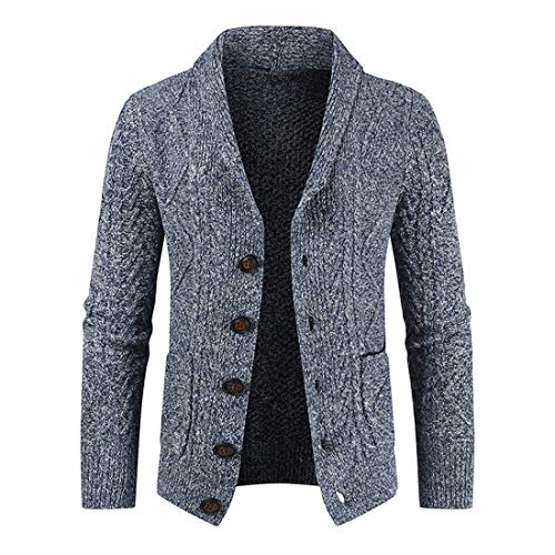 ZGRNPA Herren Strickjacke Cardigan Grobstrick Pullover mit Schalkragen Herren Strickjacke Cardigan V-Ausschnitt Warmer und Slim-fit Strickpullover für Herbst und Winter Strickjacke für Herren von ZGRNPA