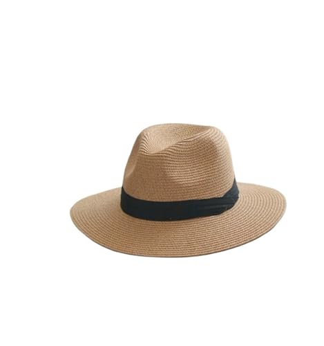 ZGXNYI Großer Strohhut mit faltbarem Strohgeflechthut Übergröße 60–64 cm Herren Zylinder Sonnenschutzhut Sonnenhut(Khaki,58-60cm) von ZGXNYI