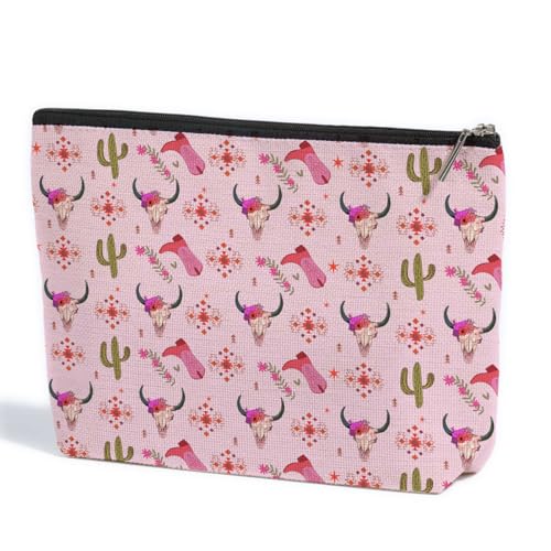 Western-Geschenke für Frauen, Make-up-Tasche, Kaktus, Kuh, Totenkopf, Landsachen, Abschluss, Muttertag, Geburtstag, Kuh-Geschenke für Frauen, Kuh-Liebhaber, Teenager, Tochter, Tante, Kosmetiktasche, von ZHAMEN