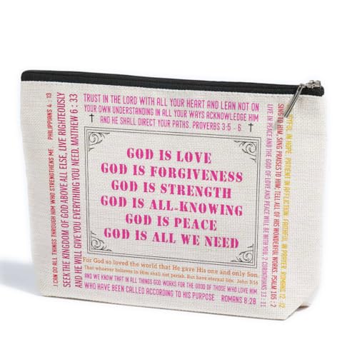 ZHAMEN Inspirierende, christliche Geschenke für Frauen, Herzform, rosa Liebe, Make-up-Tasche, religiöse, spirituelle Geschenke für, Weiß 0493, 10.5"x 7"x 2.5" von ZHAMEN