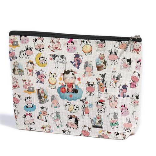 ZHAMEN Kosmetiktasche mit Kuh-Aufdruck, Fuchs, Drache, Ente, Capybara, Kaninchen, Hai, Hund, Tierliebhaber, Geschenke, Make-up-Tasche für Damen und Mädchen, Mehrfarbig 0887, 10.5"x 7"x 2.5" von ZHAMEN