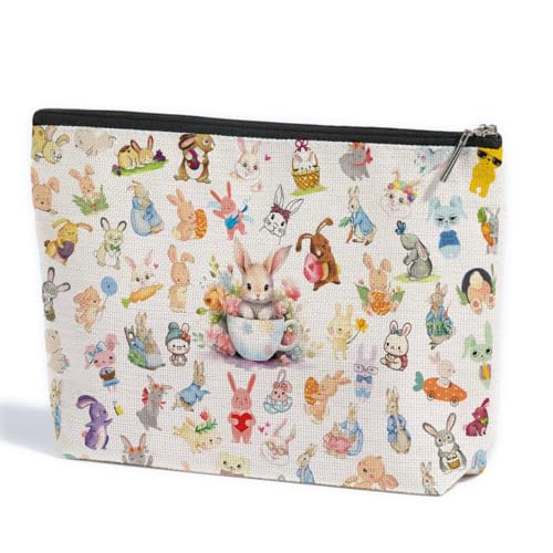 ZHAMEN Kosmetiktasche mit Kuh-Aufdruck, Fuchs, Drache, Ente, Capybara, Kaninchen, Hai, Hund, Tierliebhaber, Geschenke, Make-up-Tasche für Damen und Mädchen, Mehrfarbig 0893, 10.5"x 7"x 2.5" von ZHAMEN