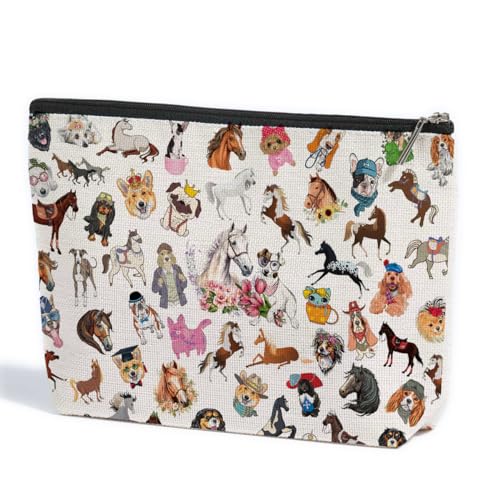 ZHAMEN Kosmetiktasche mit Kuh-Aufdruck, Fuchs, Drache, Ente, Capybara, Kaninchen, Hai, Hund, Tierliebhaber, Geschenke, Make-up-Tasche für Damen und Mädchen, Mehrfarbig 0895, 10.5"x 7"x 2.5" von ZHAMEN