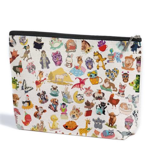 ZHAMEN Kosmetiktasche mit Kuh-Aufdruck, Fuchs, Drache, Ente, Capybara, Kaninchen, Hai, Hund, Tierliebhaber, Geschenke, Make-up-Tasche für Damen und Mädchen, Mehrfarbig 0897, 10.5"x 7"x 2.5" von ZHAMEN