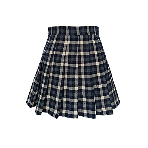 ZHANCHTONG Damen High Waist A-Linie Plissee Minirock Kurz Tennisrock, 04 Grau kariert, Mittel von ZHANCHTONG