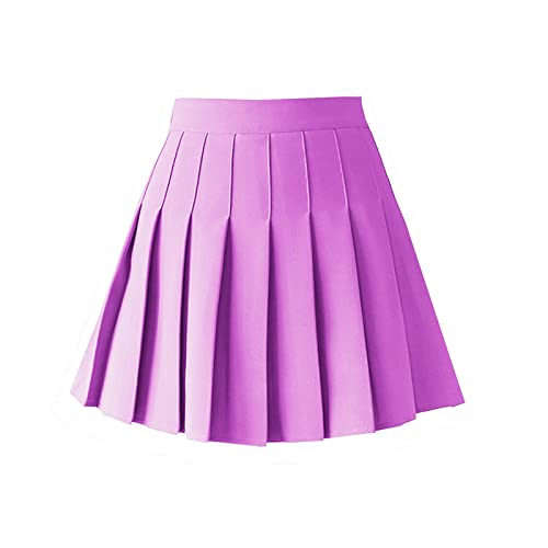 ZHANCHTONG Damen Hohe Taille A-Linie Plissee Mini Rock Kurz Tennis Rock, Helles Violett, X-Groß von ZHANCHTONG