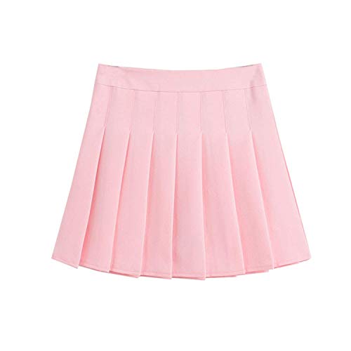 ZHANCHTONG Damen Hohe Taille A-Linie Plissee Minirock Kurz Tennisrock - Pink - X-Groß von ZHANCHTONG