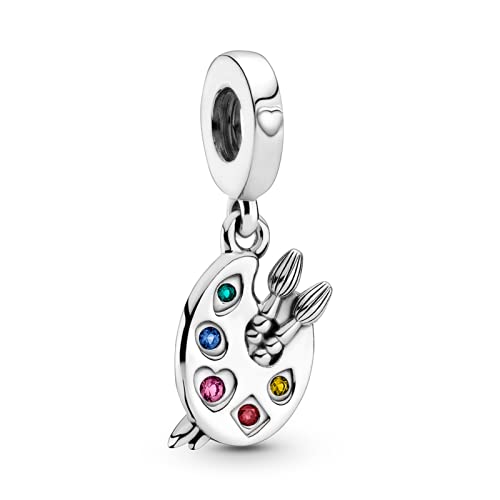 ZHANGCHEN 925 Sterling Silber Künstlerpalette Dangle Charm Fit Pandora Armband Anhänger Halskette Silber Schmuck von ZHANGCHEN