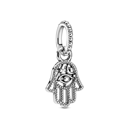 ZHANGCHEN Glücksbringer 925 Sterling Silber Schutz Hamsa Hand baumeln Charm Perlen Fit Pandora Armband 925 Silber Schmuck von ZHANGCHEN