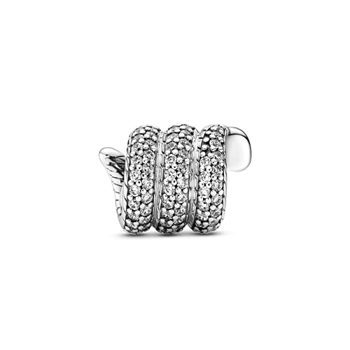 ZHANGCHEN Silber Snake Charm 925 Sterling Silber Sparkling Wrapped Snake Charm Fit Pandora Armband Cz Original Silber 925 Schmuck von ZHANGCHEN