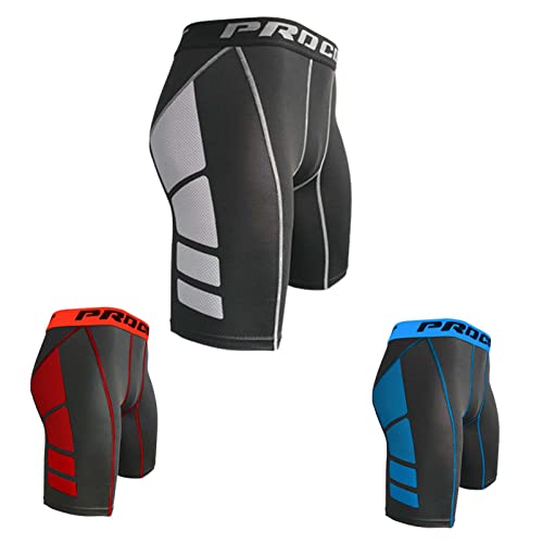 ZHANGHY 3er-Pack Herren-Kompressionsshorts, schnelltrocknend, Laufshorts, Baselayer, Sportunterwäsche, Unterwäsche, Strumpfhose, kurze Leggings, E, M von ZHANGHY